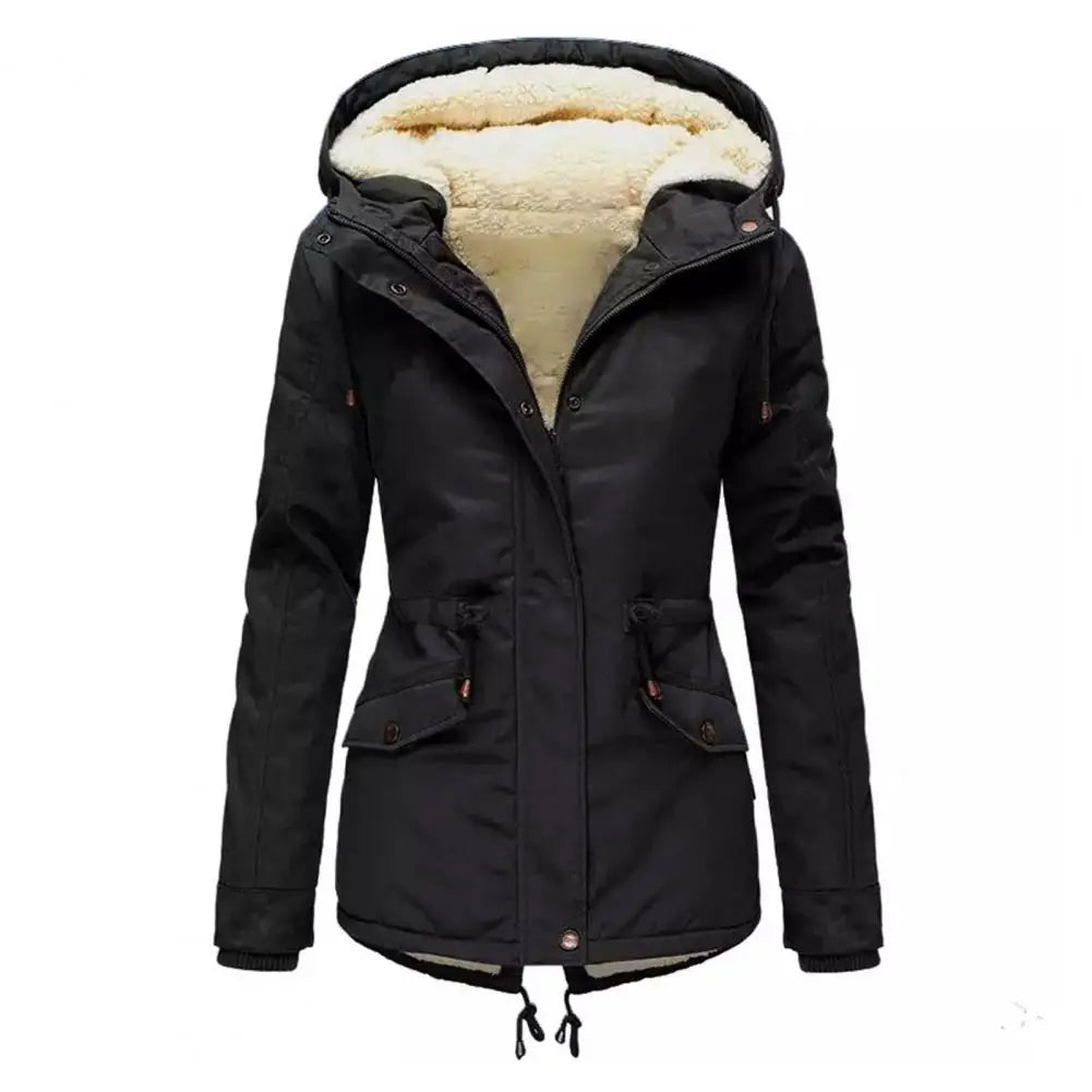 Women's Polyester Fleece Lined Parka Jacket | Cozy Insulated Hooded Winter Coat 0