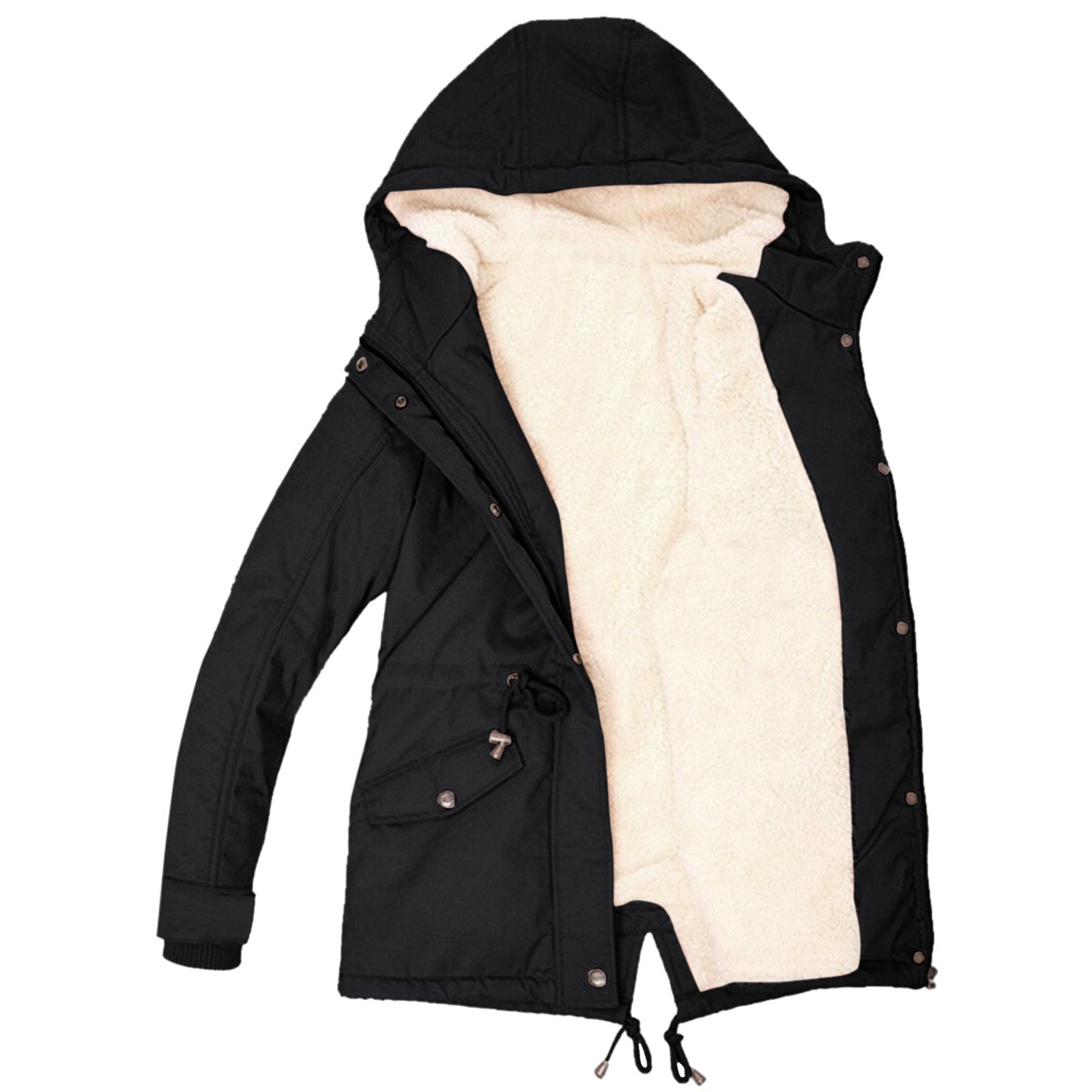 Women's Polyester Fleece Lined Parka Jacket | Cozy Insulated Hooded Winter Coat 2