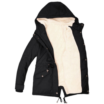 Women's Polyester Fleece Lined Parka Jacket | Cozy Insulated Hooded Winter Coat 2