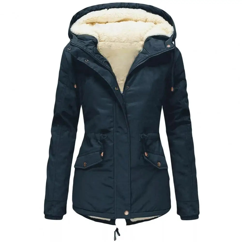 Women's Polyester Fleece Lined Parka Jacket | Cozy Insulated Hooded Winter Coat 3