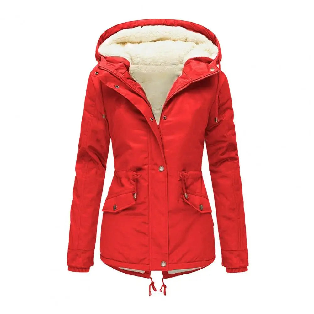 Women's Polyester Fleece Lined Parka Jacket | Cozy Insulated Hooded Winter Coat 4