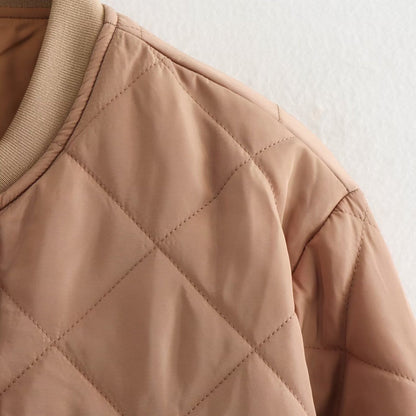Women's Quilted Polyester Bomber Jacket | Stylish Cropped Winter Outerwear 2