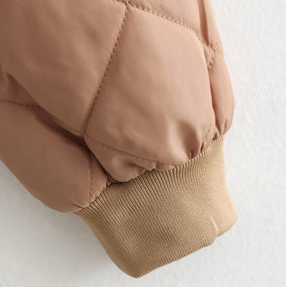 Women's Quilted Polyester Bomber Jacket | Stylish Cropped Winter Outerwear 4