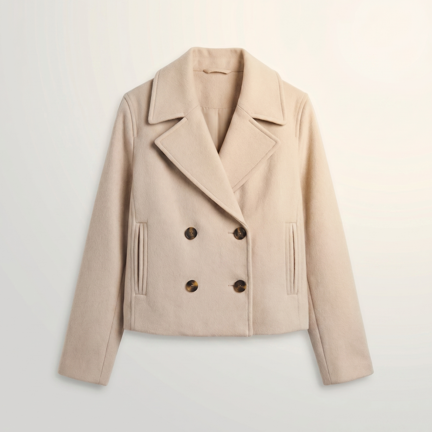 Women's Smooth Polyester Short Jacket | Stylish Double-Breasted Design for Spring & Fall