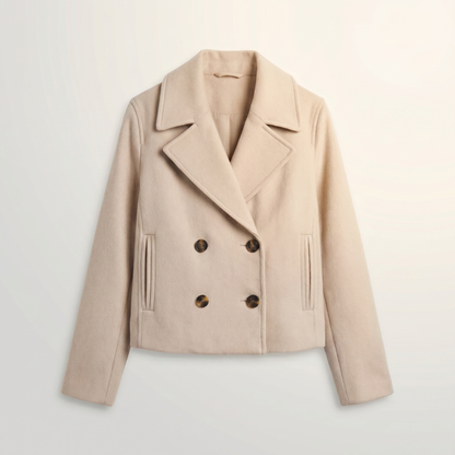 Women's Smooth Polyester Short Jacket | Stylish Double-Breasted Design for Spring & Fall