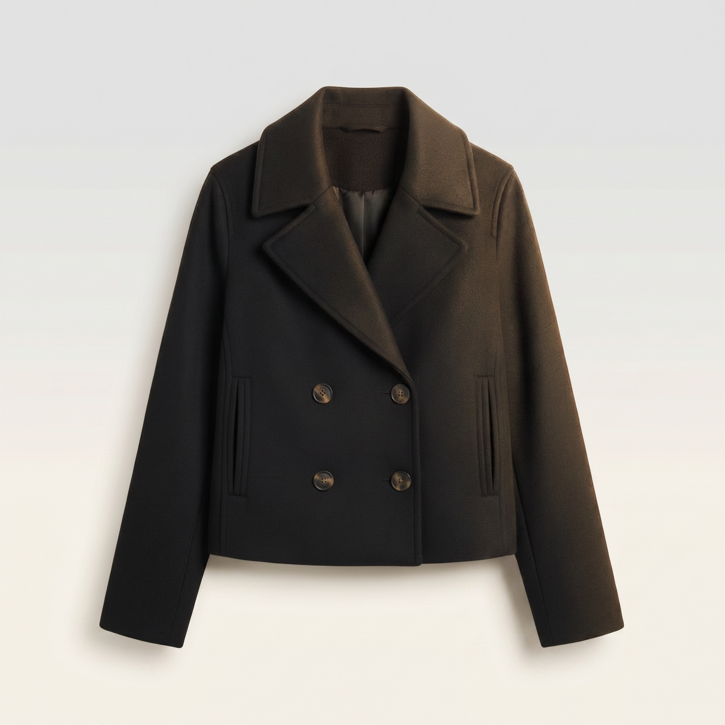 Women's Smooth Polyester Short Jacket | Stylish Double-Breasted Design for Spring & Fall