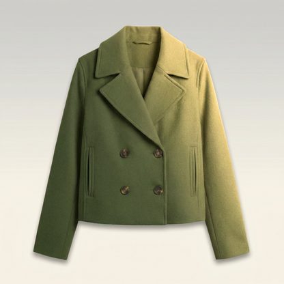 Women's Smooth Polyester Short Jacket | Stylish Double-Breasted Design for Spring & Fall
