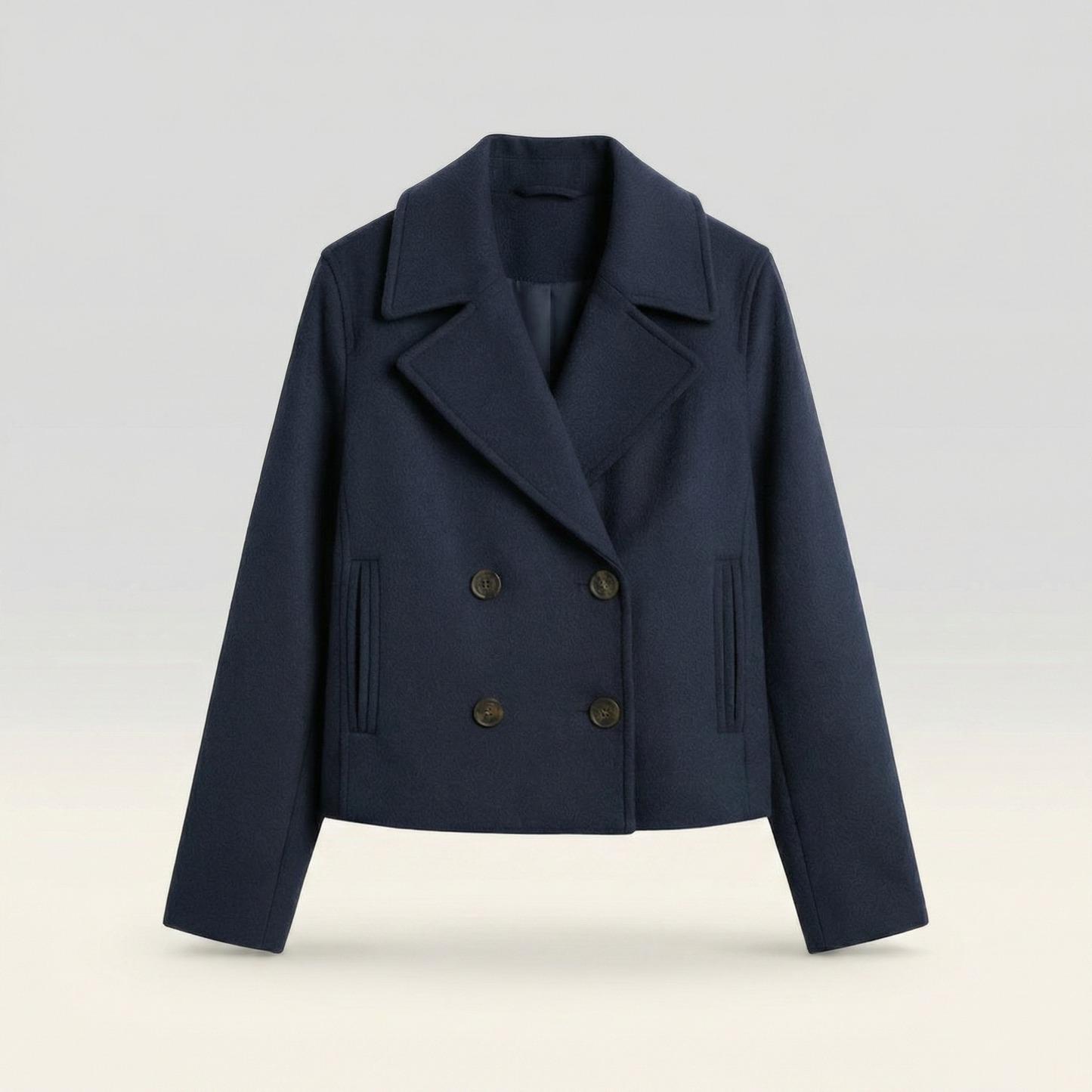 Women's Smooth Polyester Short Jacket | Stylish Double-Breasted Design for Spring & Fall