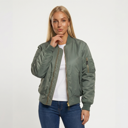 Women's Classic High-Quality Bomber Jacket | Timeless Comfortable Everyday Outerwear