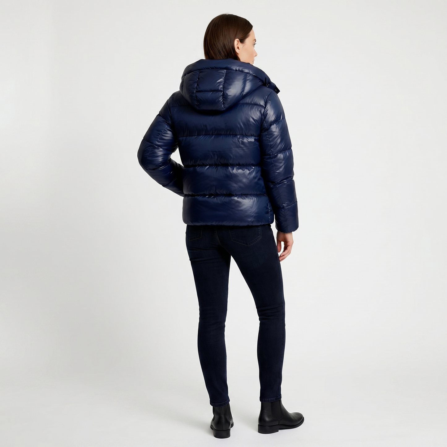 Women's Glossy Quilted Jacket | Stylish Short Hooded Puffer Coat for Cool Weather