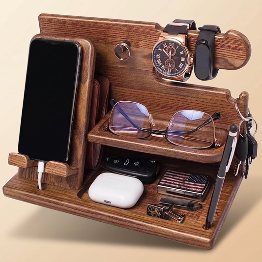 Elegant Wooden Bedside Table | Multifunctional Docking Station for Organized Living