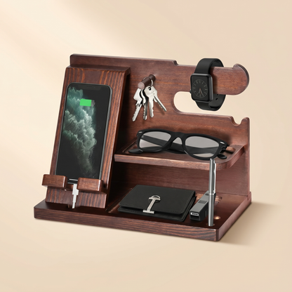 Wooden Bedside Organiser | Bedside Docking Station