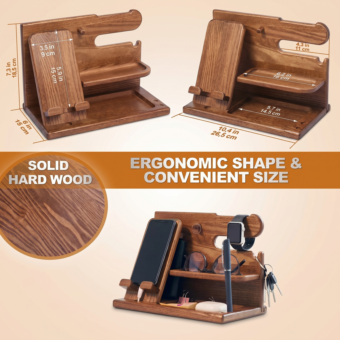 Wooden Bedside Organiser | Bedside Docking Station