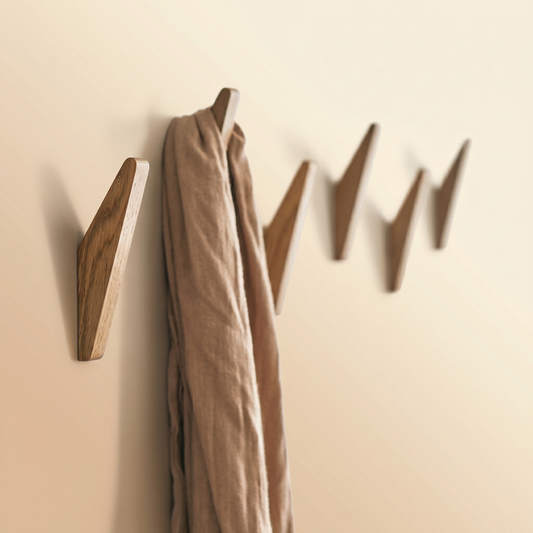 Elegant Scandinavian Wooden Coat Hooks Set | Space-Saving Wall Hooks for Stylish Home Organization
