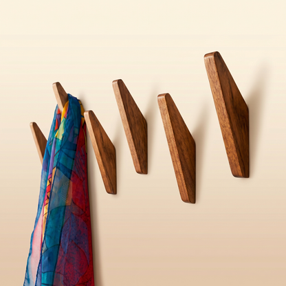 Wooden Wall Hooks | Set of 6 | Scandinavian Style