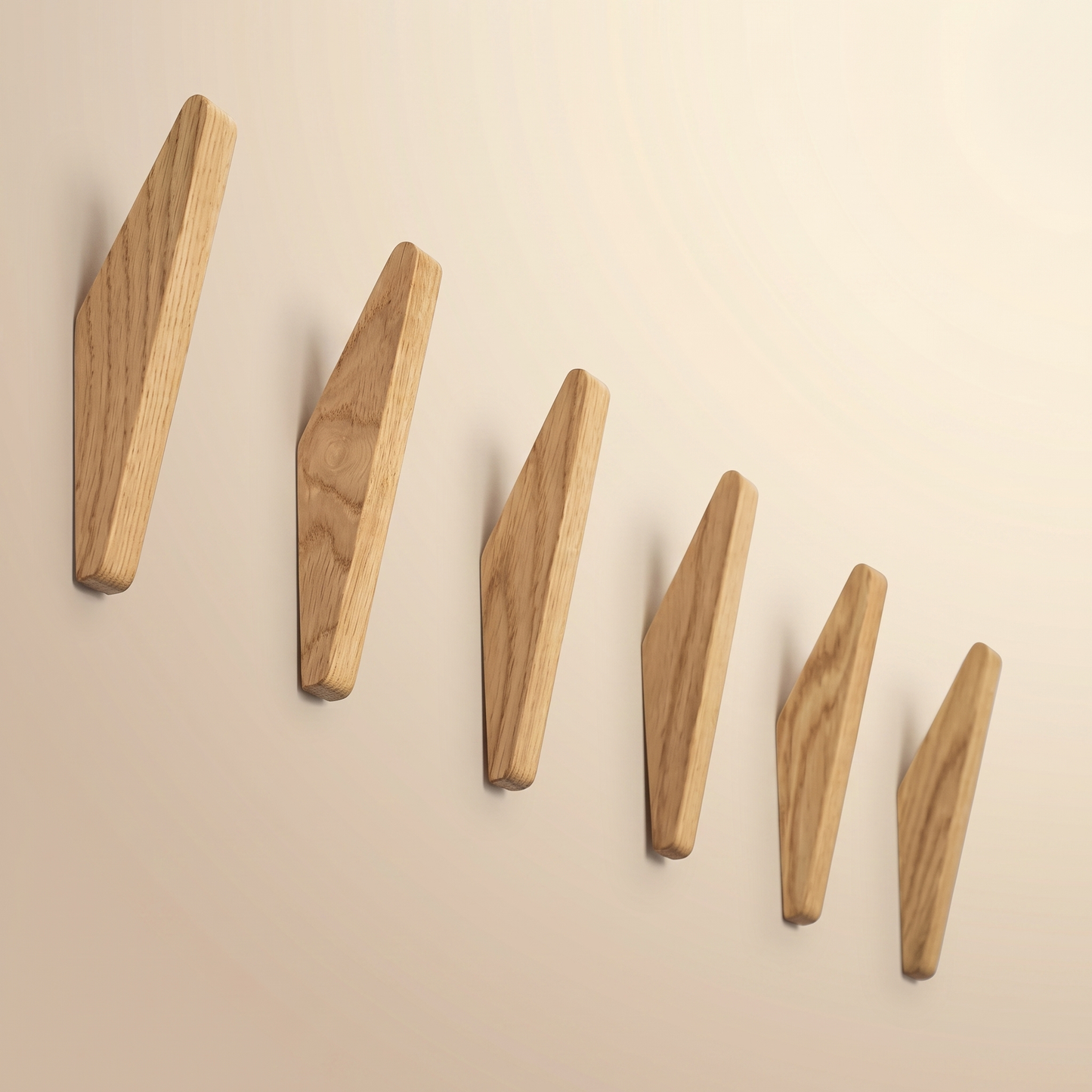 Wooden Wall Hooks | Set of 6 | Scandinavian Style