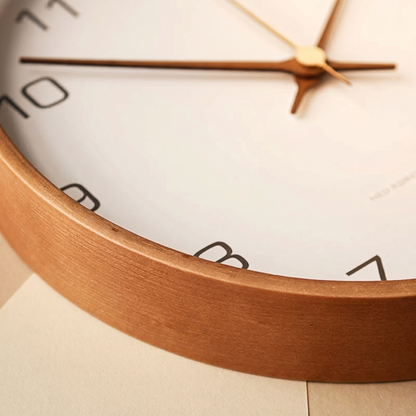Minimalist Wooden & Glass Wall Clock | Silent Quartz Mechanism