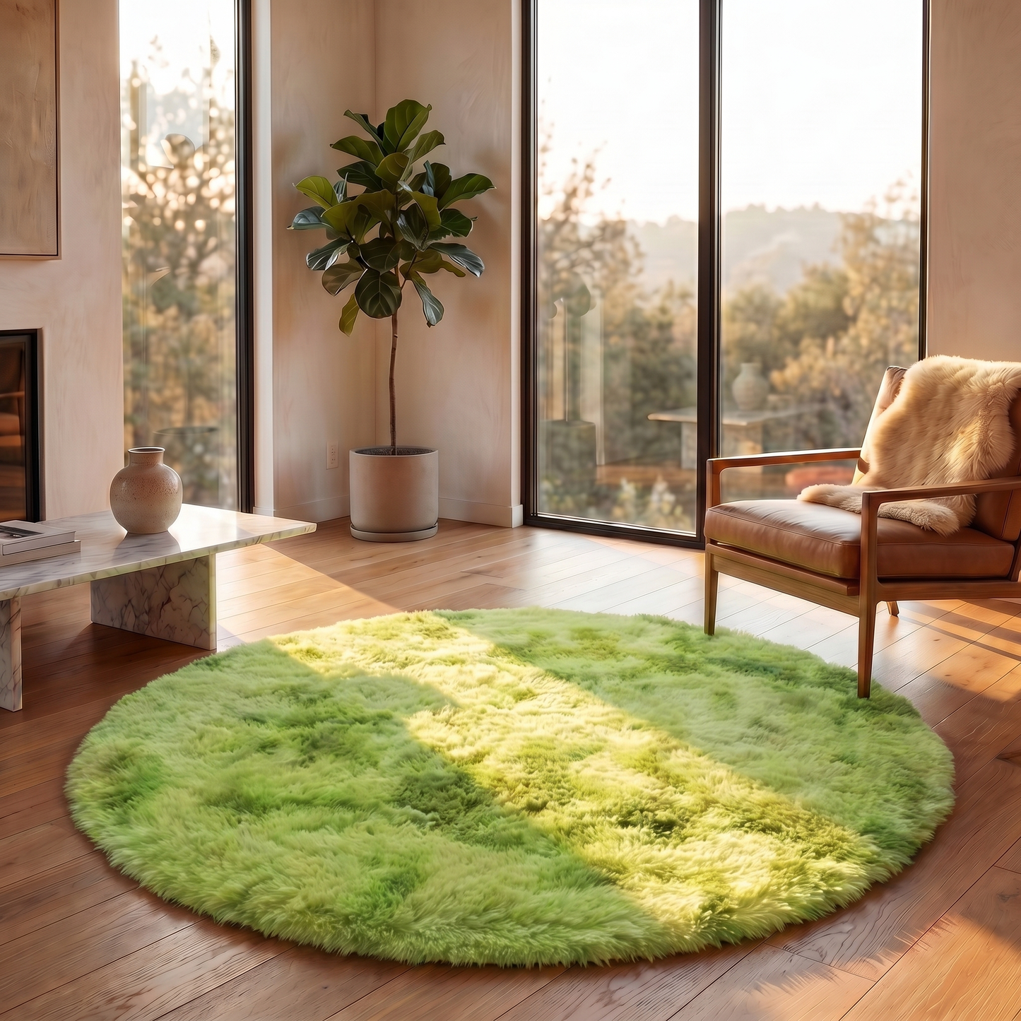 Cozy Collection | Round Fluffy Rug | Soft Polyester