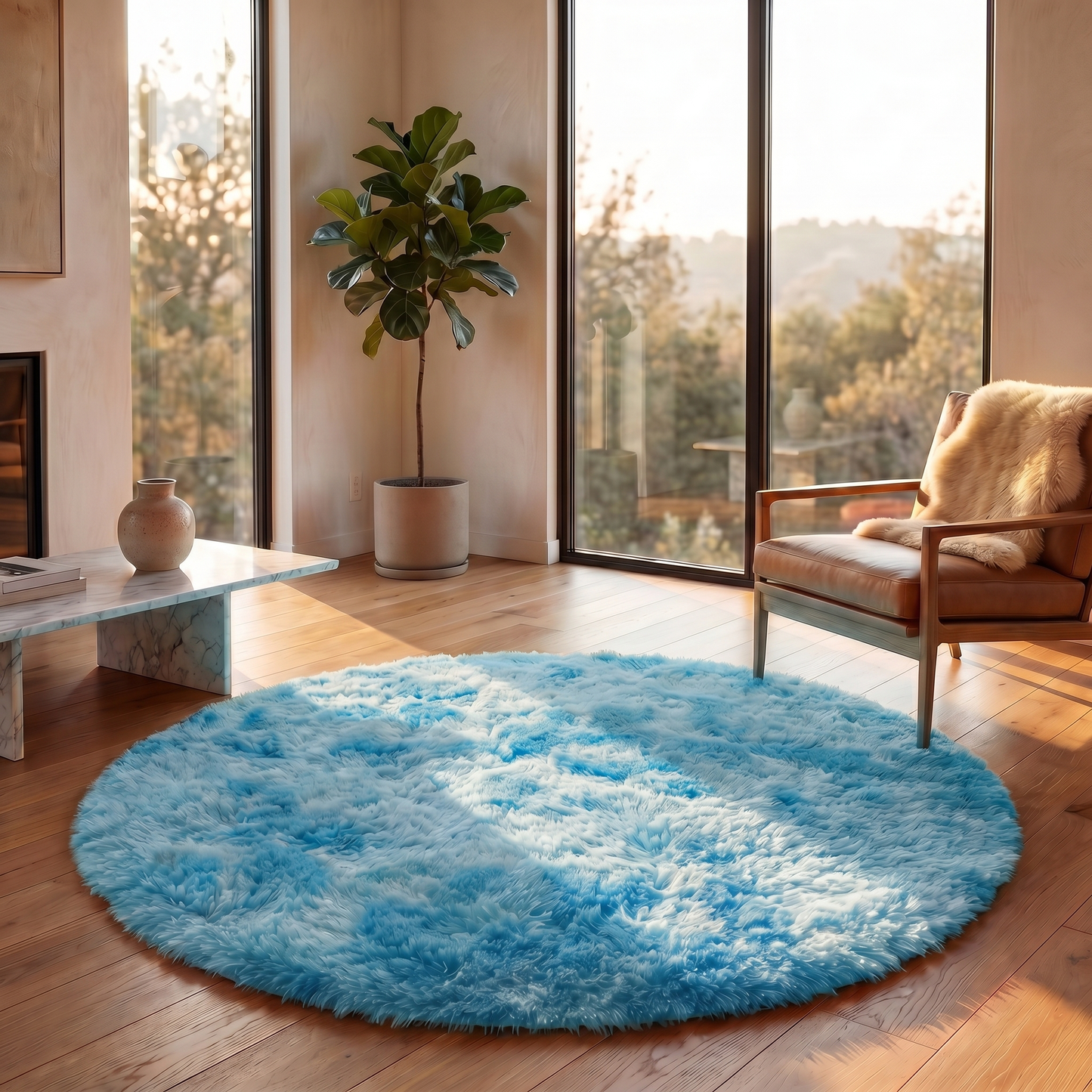 Cozy Collection | Round Fluffy Rug | Soft Polyester