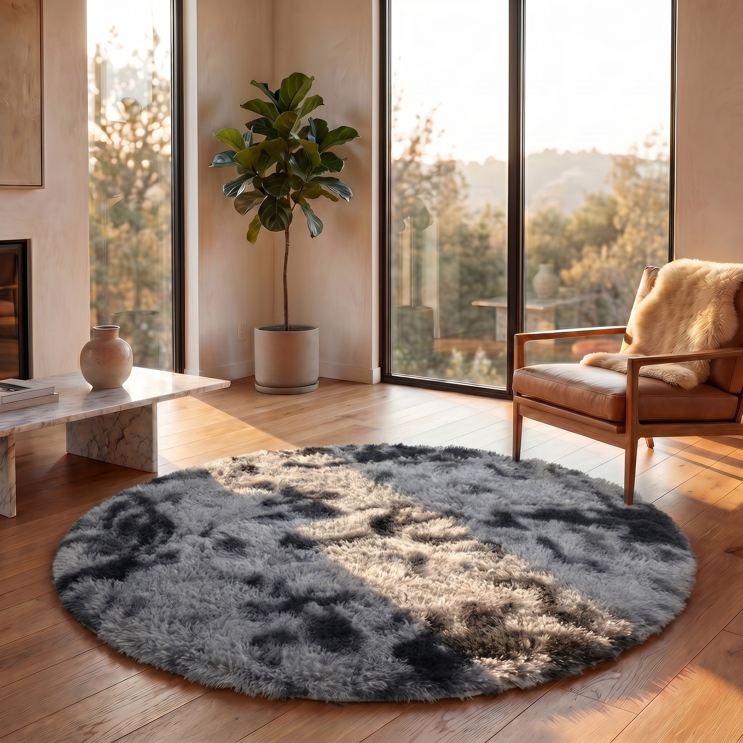 Cozy Collection | Round Fluffy Rug | Soft Polyester