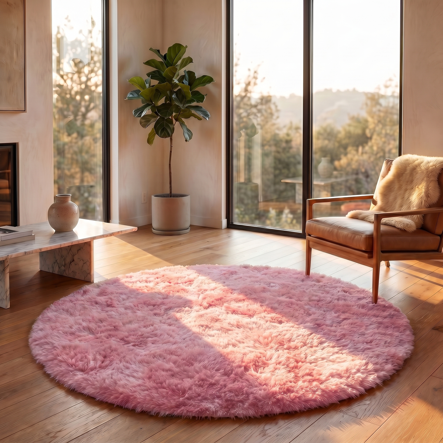 Cozy Collection | Round Fluffy Rug | Soft Polyester