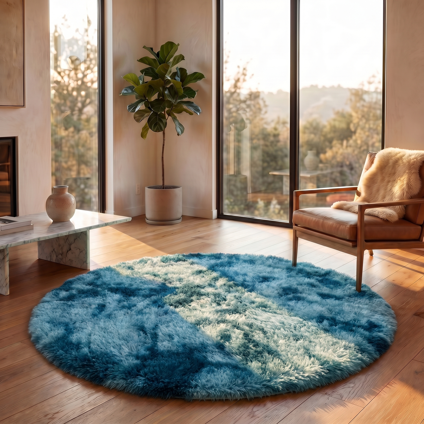 Cozy Collection | Round Fluffy Rug | Soft Polyester