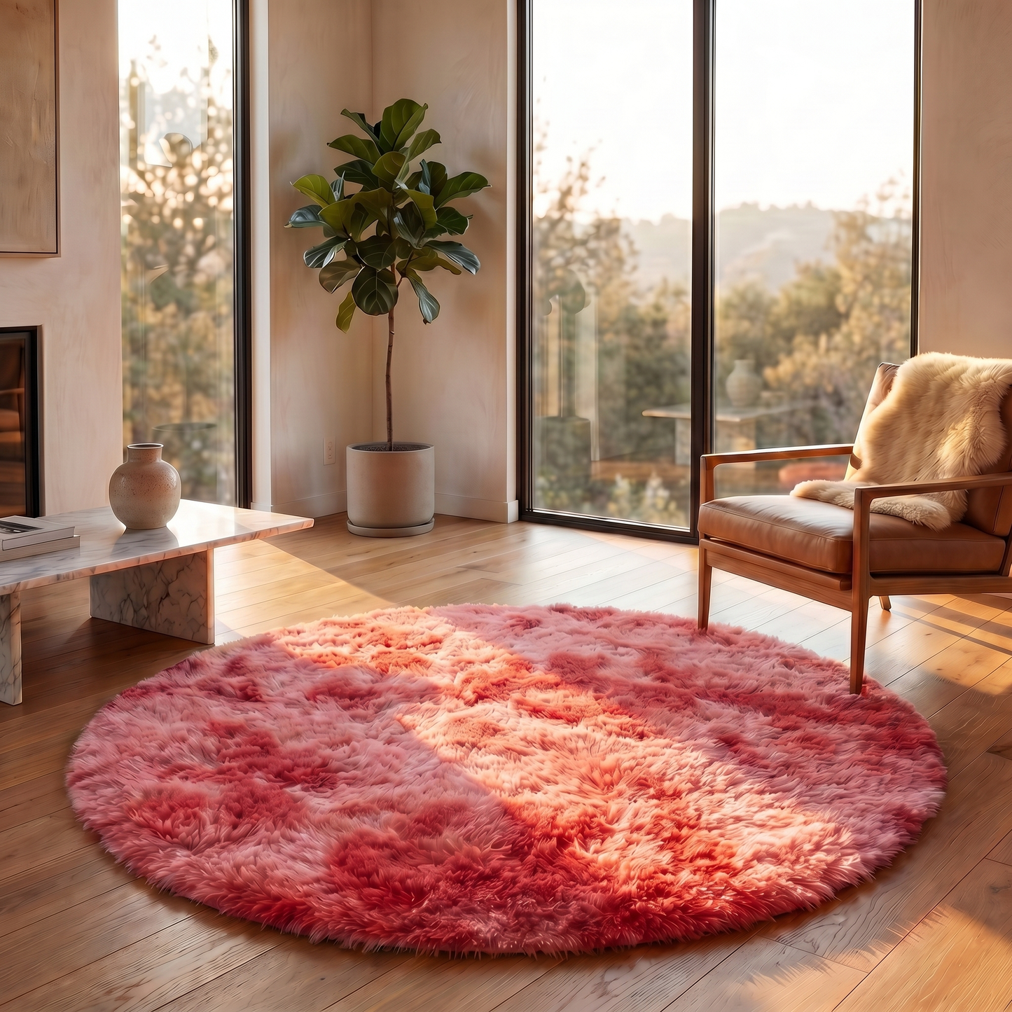 Cozy Collection | Round Fluffy Rug | Soft Polyester