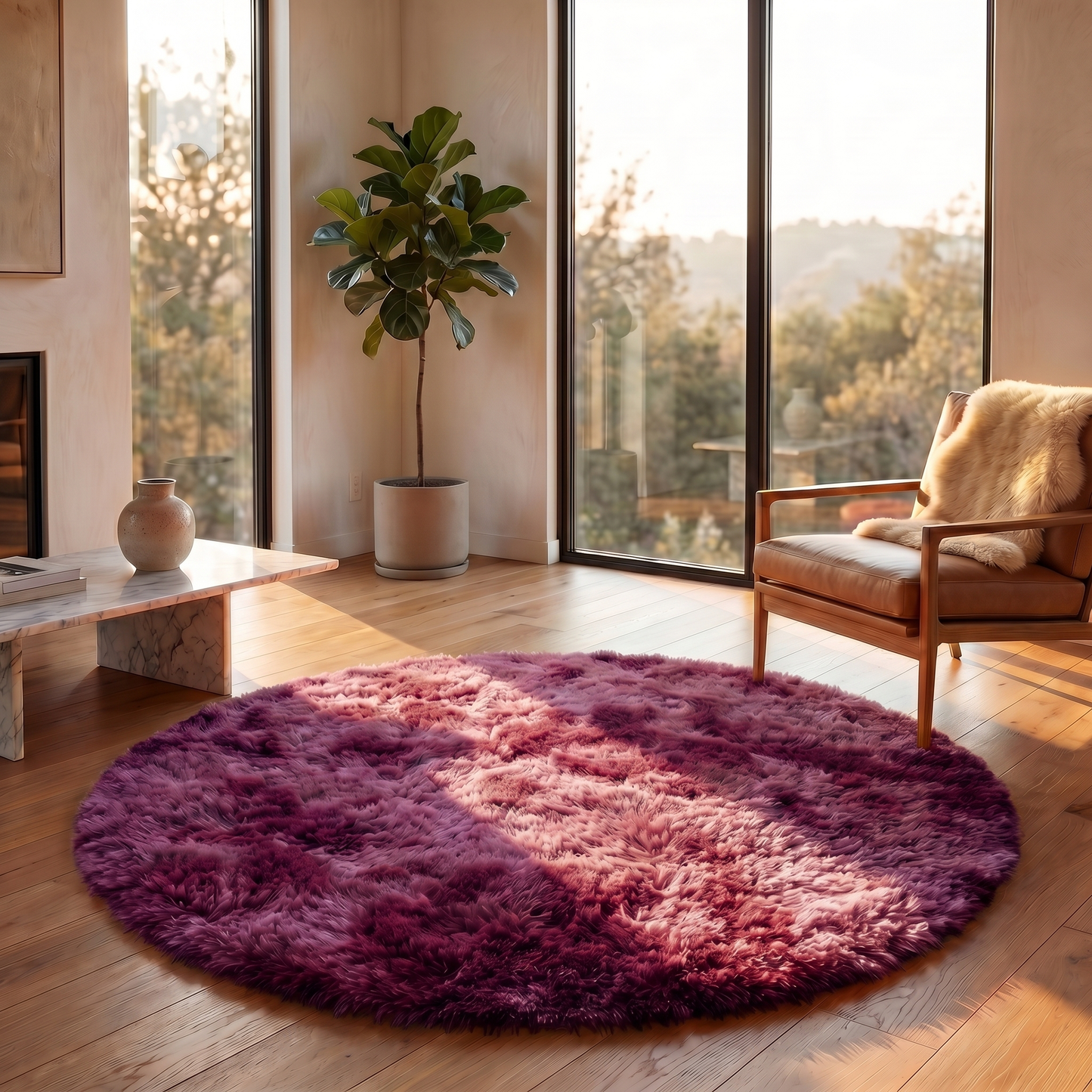 Cozy Collection | Round Fluffy Rug | Soft Polyester