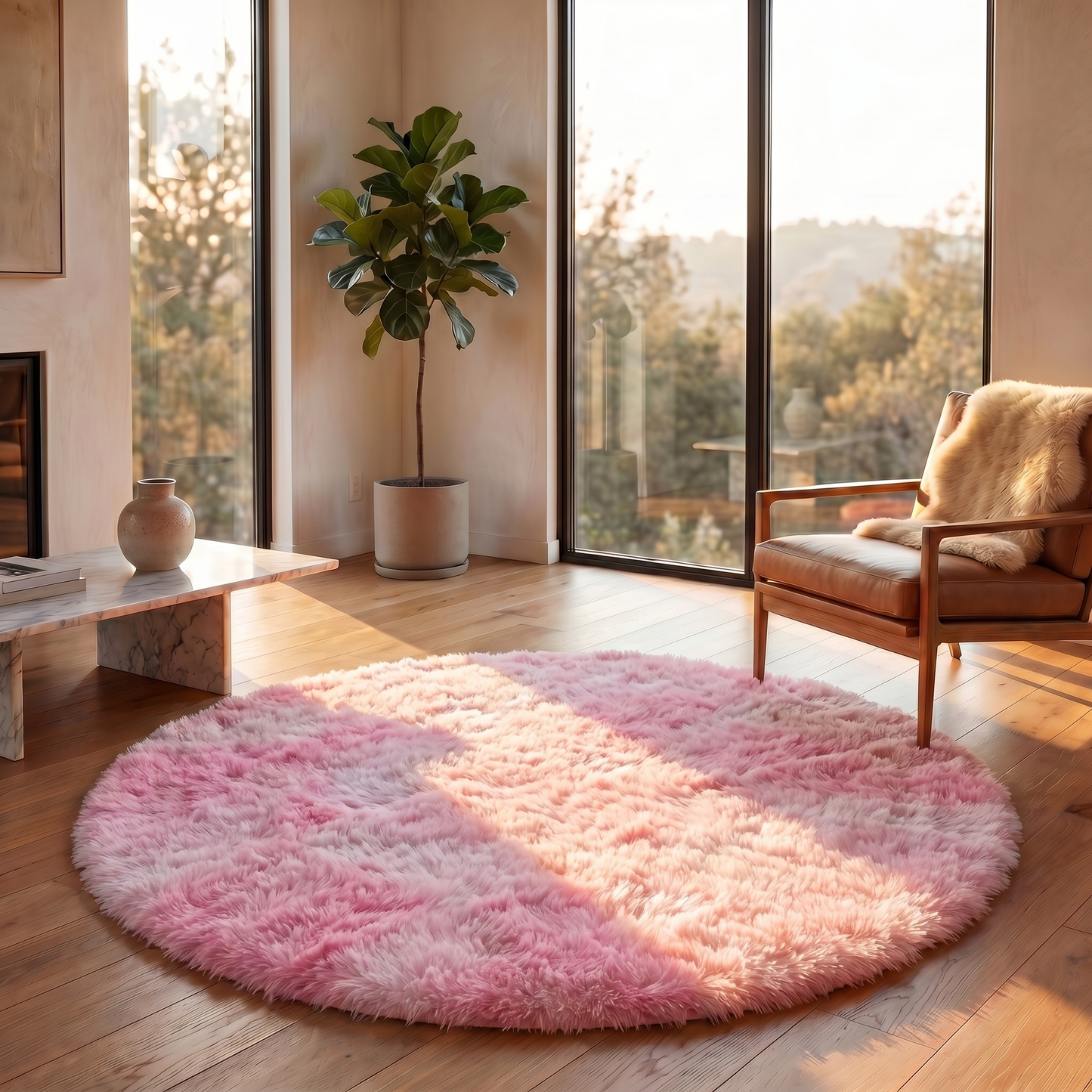 Cozy Collection | Round Fluffy Rug | Soft Polyester