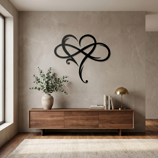 Endless Heart Metal Wall Art | Infinity & Heart Symbol | Elegant Wall Decor