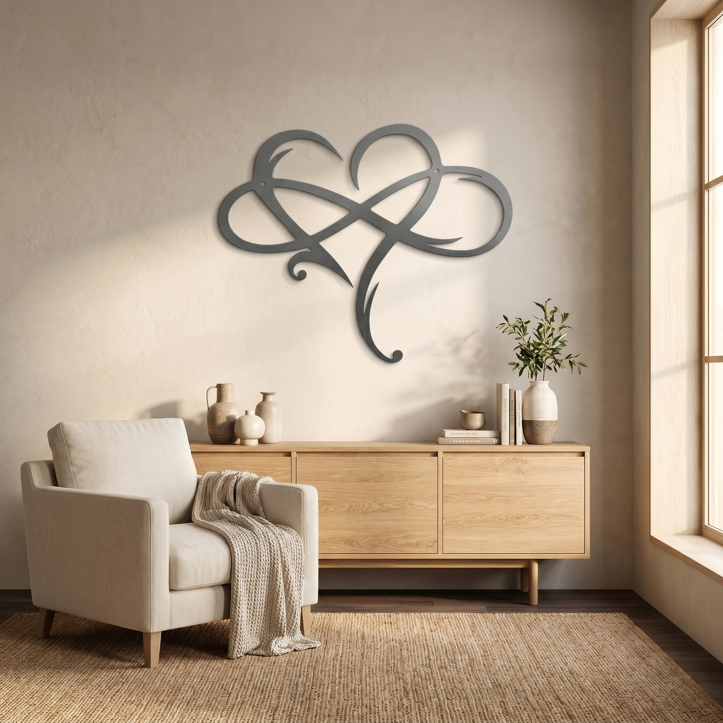 Endless Heart Metal Wall Art | Infinity & Heart Symbol | Elegant Wall Decor