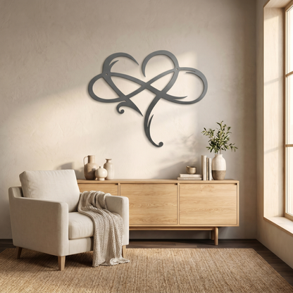 Endless Heart Metal Wall Art | Infinity & Heart Symbol | Elegant Wall Decor
