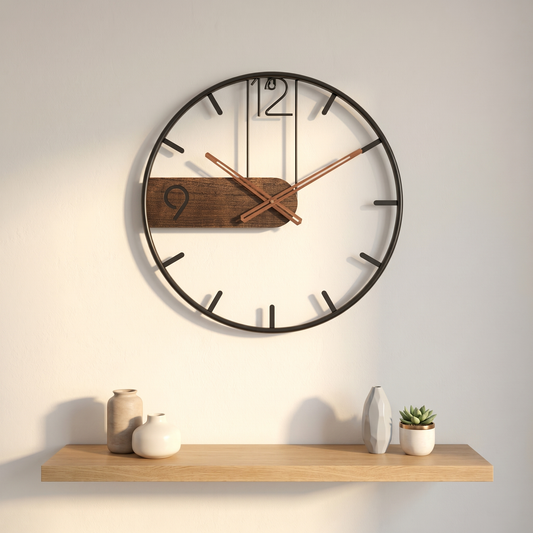 Elegant Walnut Wall Clock | Large Modern Design with Quiet Quartz Movement | Perfect for Kitchen or Living Room Decor