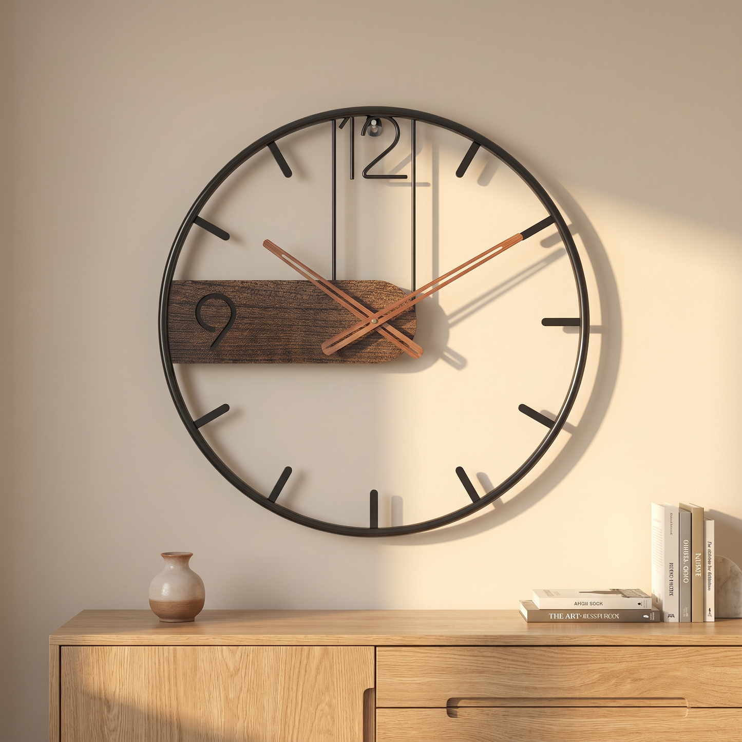 Walnut Wall Clock | Silent Quartz Mechanism | Modern Design