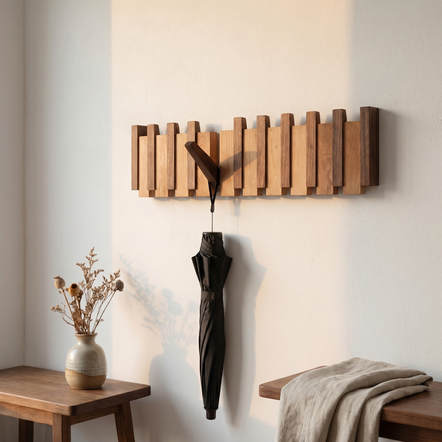 Piano Coat Hook | Wooden Wall Hanger | Artistic Hallway Storage