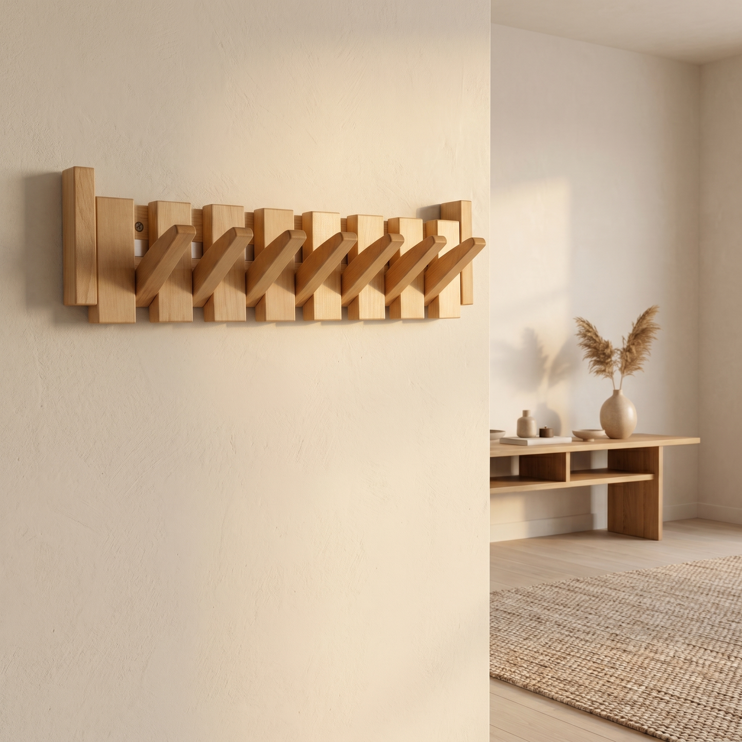 Piano Coat Hook | Wooden Wall Hanger | Artistic Hallway Storage