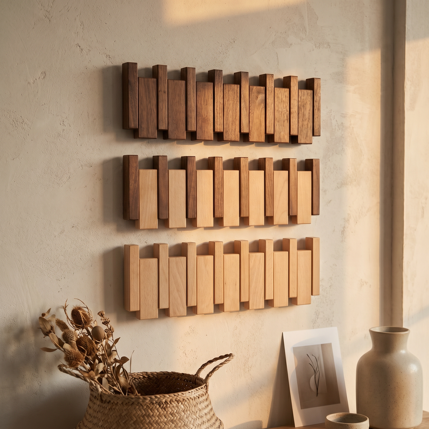 Piano Coat Hook | Wooden Wall Hanger | Artistic Hallway Storage
