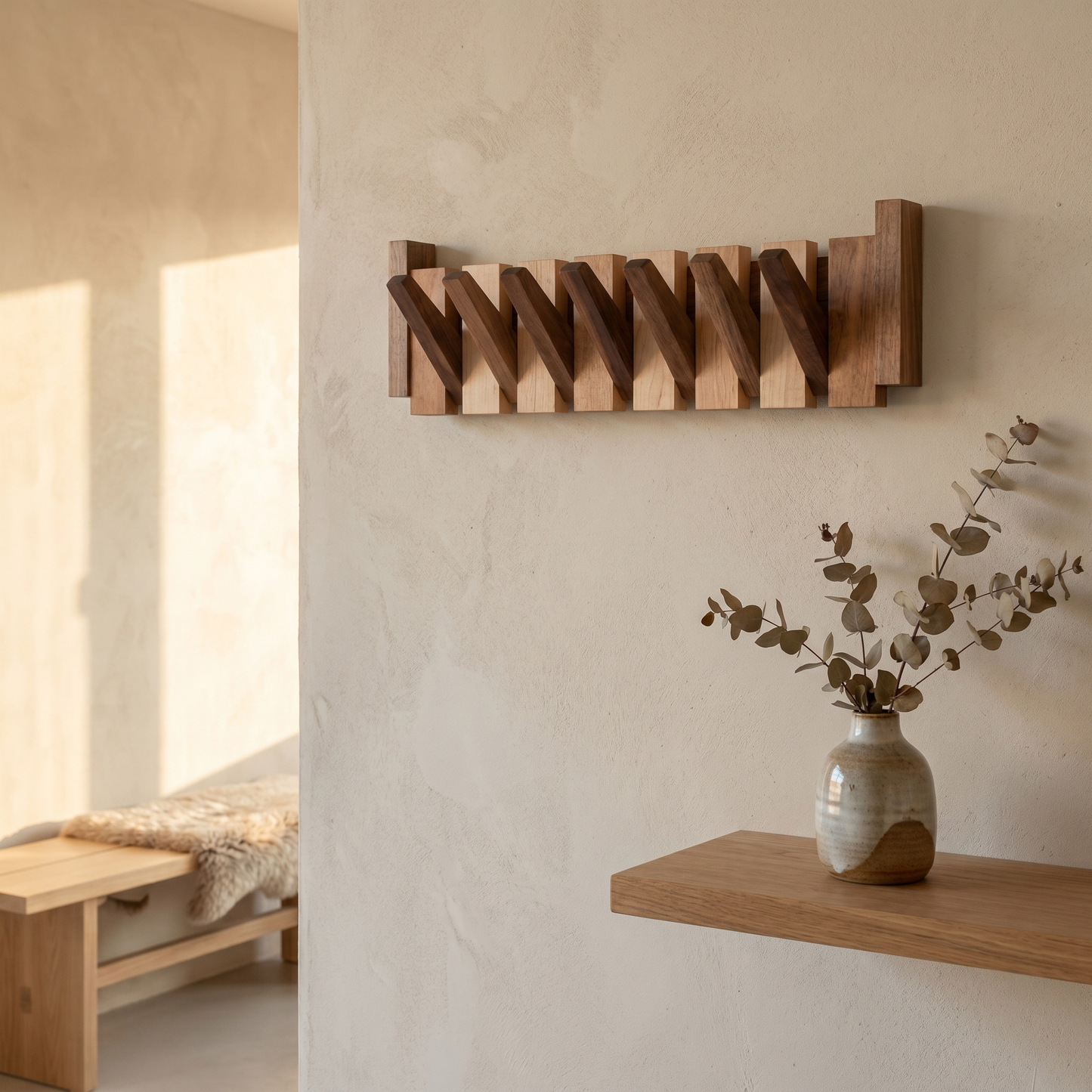 Piano Coat Hook | Wooden Wall Hanger | Artistic Hallway Storage