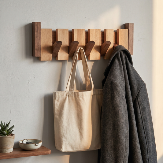 HarmonyCoat | Wooden Coat Hanger with Piano Design | Elegant Wall Hooks for Stylish Storage