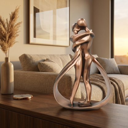 Romantic Couple Statue | Resin Home Sculpture | Bronze Finis