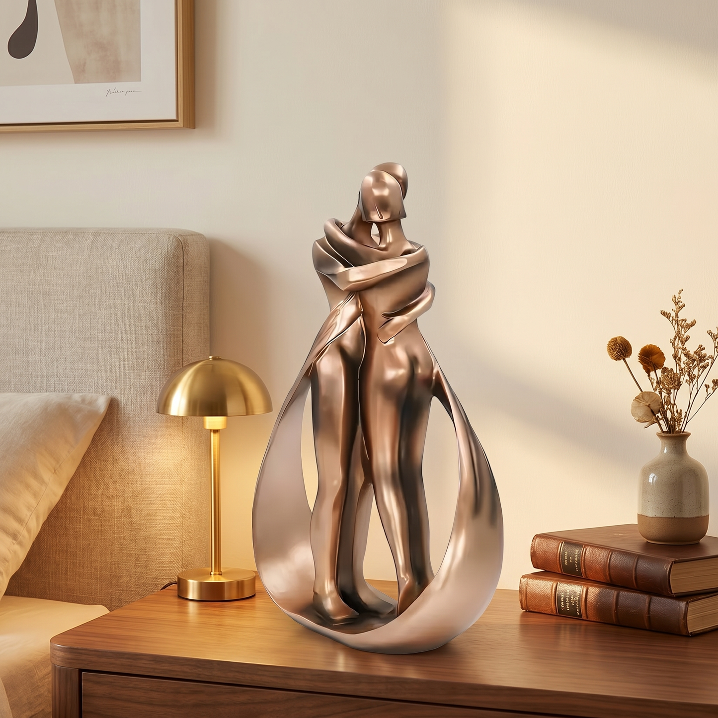 Romantic Couple Statue | Resin Home Sculpture | Bronze Finis