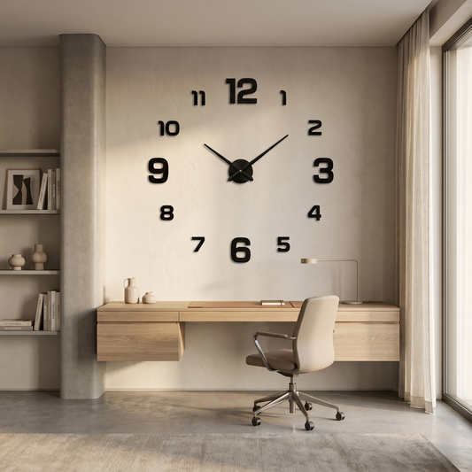 Oversized Modern Wall Clock with Silent Quartz Movement | Elegant Timepiece for Sophisticated Spaces