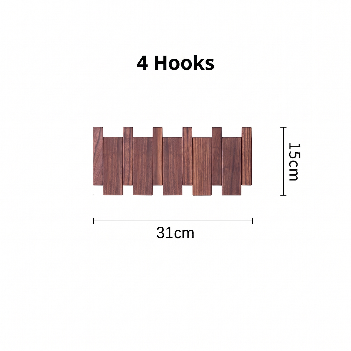 Wooden Wall Shelf with Adjustable Hooks | Beech & Walnut | Artistic Design
