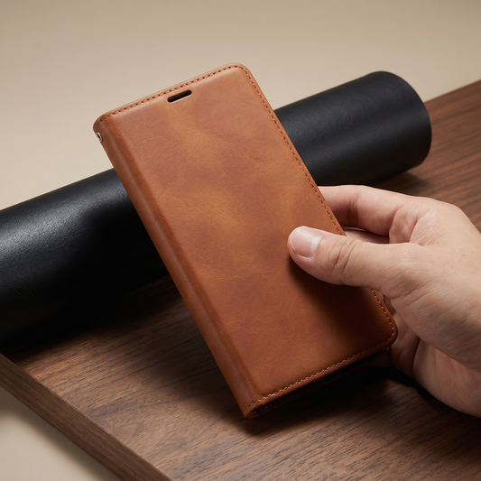 Magnetic Leather Case for Samsung Smartphones with Stylish Design | Durable Protection and Secure Closure