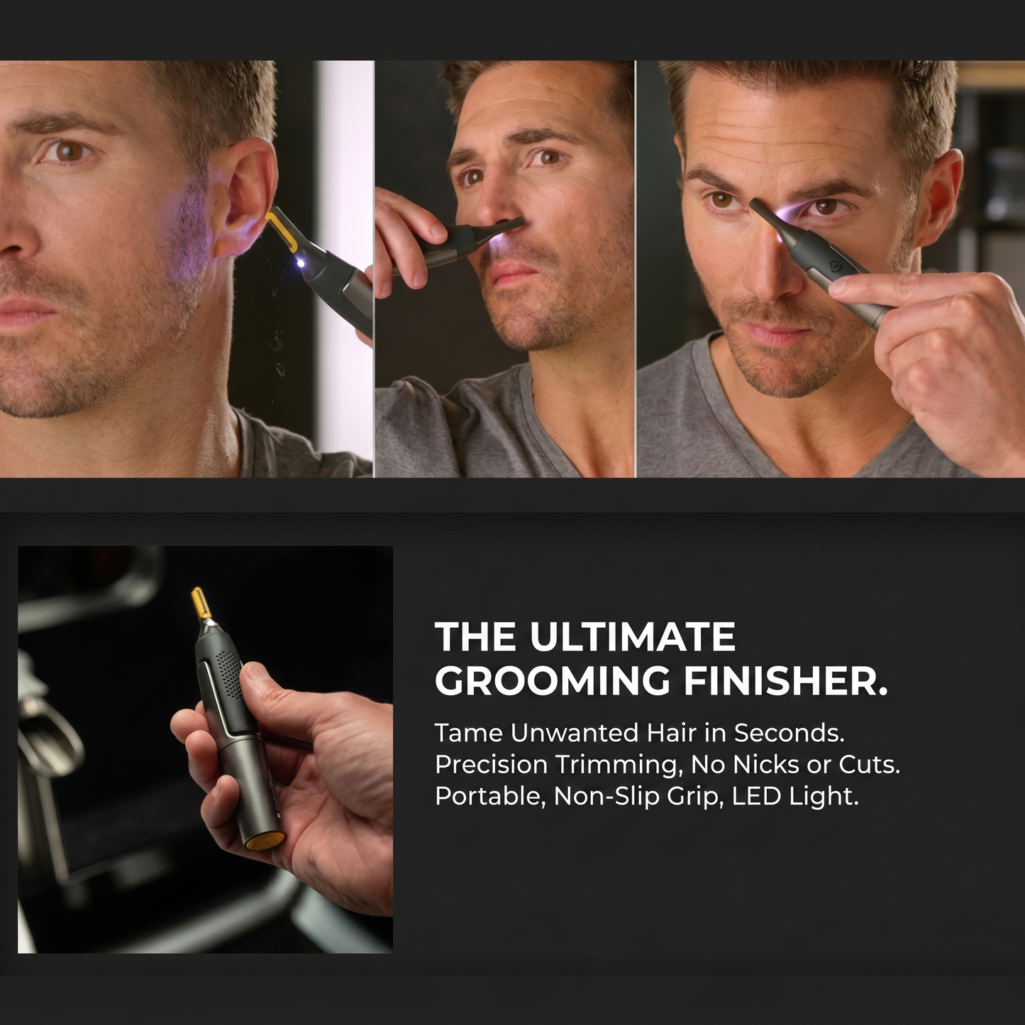 Precision Trimmer | Ultra-Thin Nose Hair Trimmer with Micro Oscillation Blades | Ergonomic Design for Safe Hair Removal