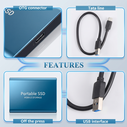 High-Speed Portable SSD Drive | 128GB USB-C External Hard Drive for Fast Data Transfer
