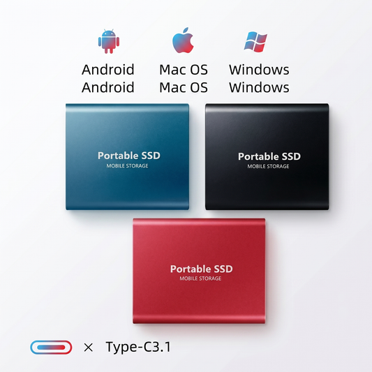 High-Speed Portable SSD Drive | 128GB USB-C External Hard Drive for Fast Data Transfer