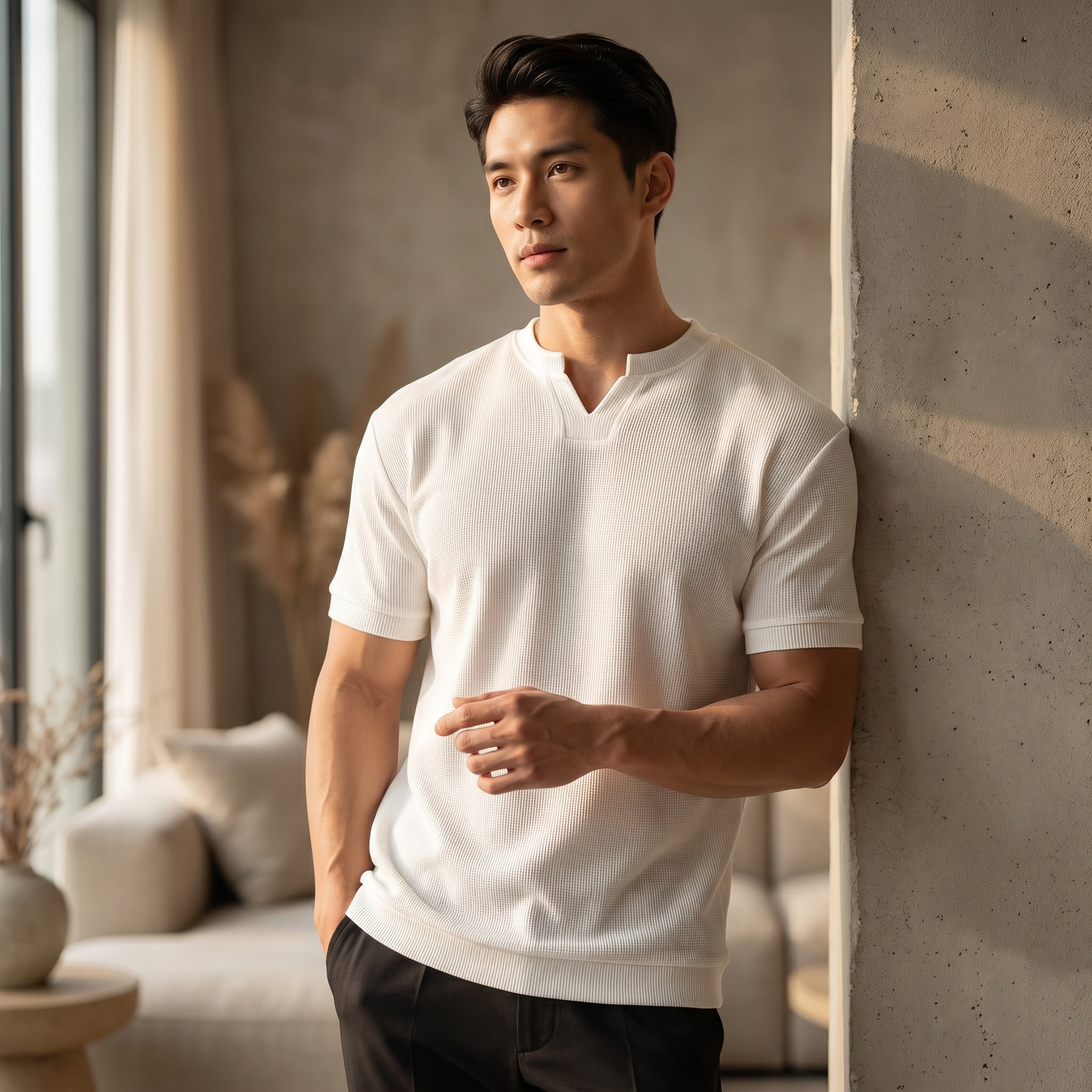Men's Lightweight Cotton Blend V-Neck T-Shirt | Casual Comfortable Summer Top