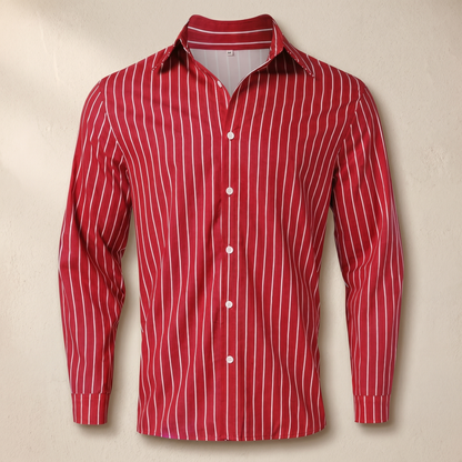 Men's Breathable Cotton Striped Shirt | Elegant Casual Fit Top