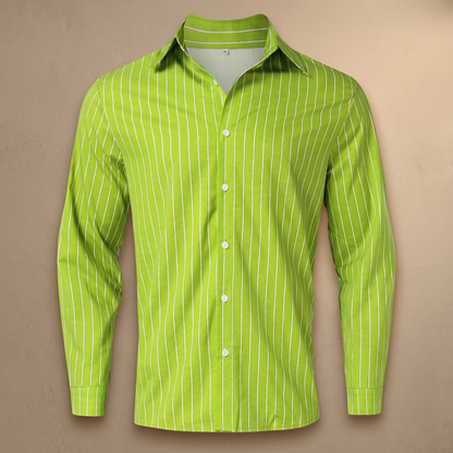 Men's Breathable Cotton Striped Shirt | Elegant Casual Fit Top